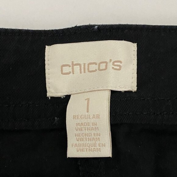 Chicos Slim Leg Ankle Pants Womens 1 US 8 Black Cotton Blend - Picture 6 of 9